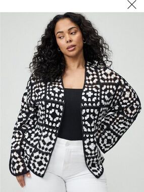 torrid Black and White Crochet Cardigan